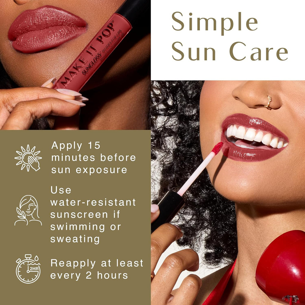 BlackGirlSunscreen BLACK GIRL SUNSCREEN - Make It Pop Sungloss - Revolutionary Sun Protection and Gloss in One - SPF 50 (Cherry Noir)