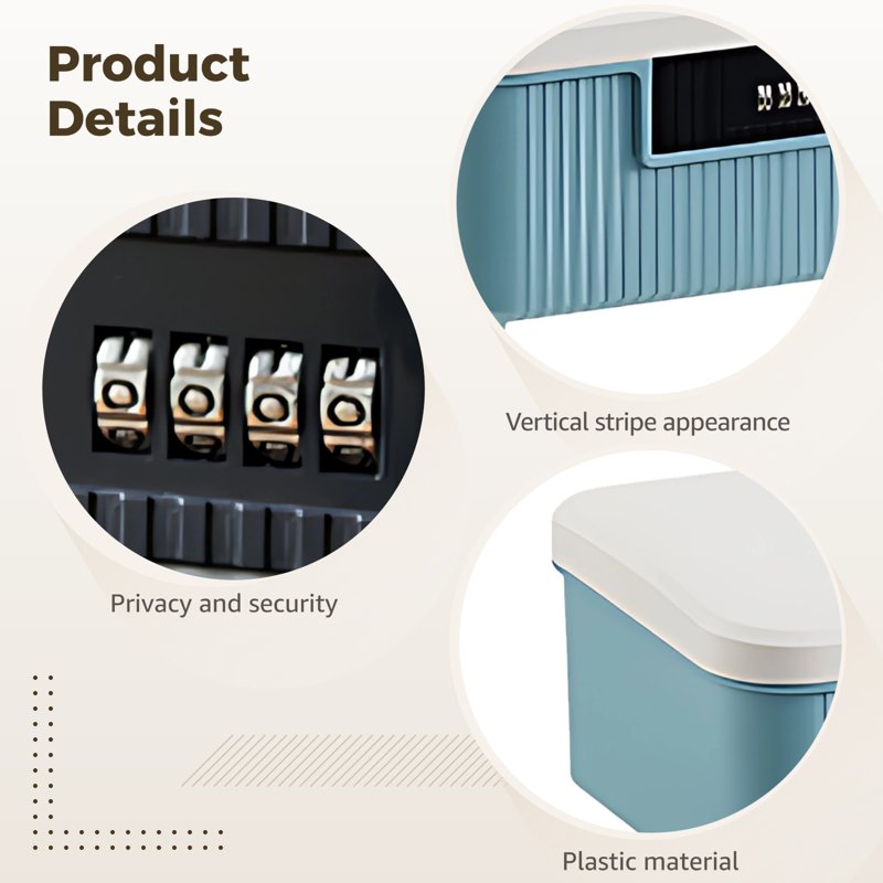 Lockable Storage Box with Combination Lock - Double Layer, 9L Capacity, Portable Home Organizer