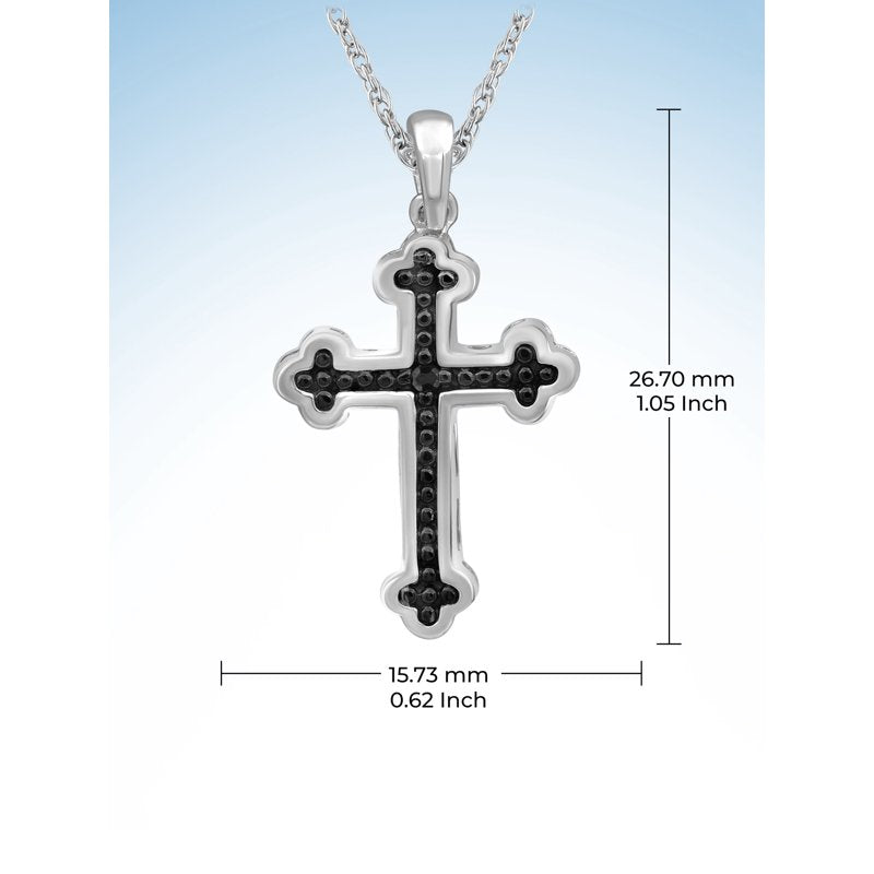 Diamond Cross Pendant Necklace for Women in Sterling Silver