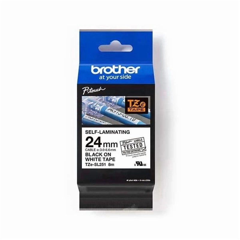 Self-Laminating Label Rolls 24mm Black on White 26.2ft for Label Makers