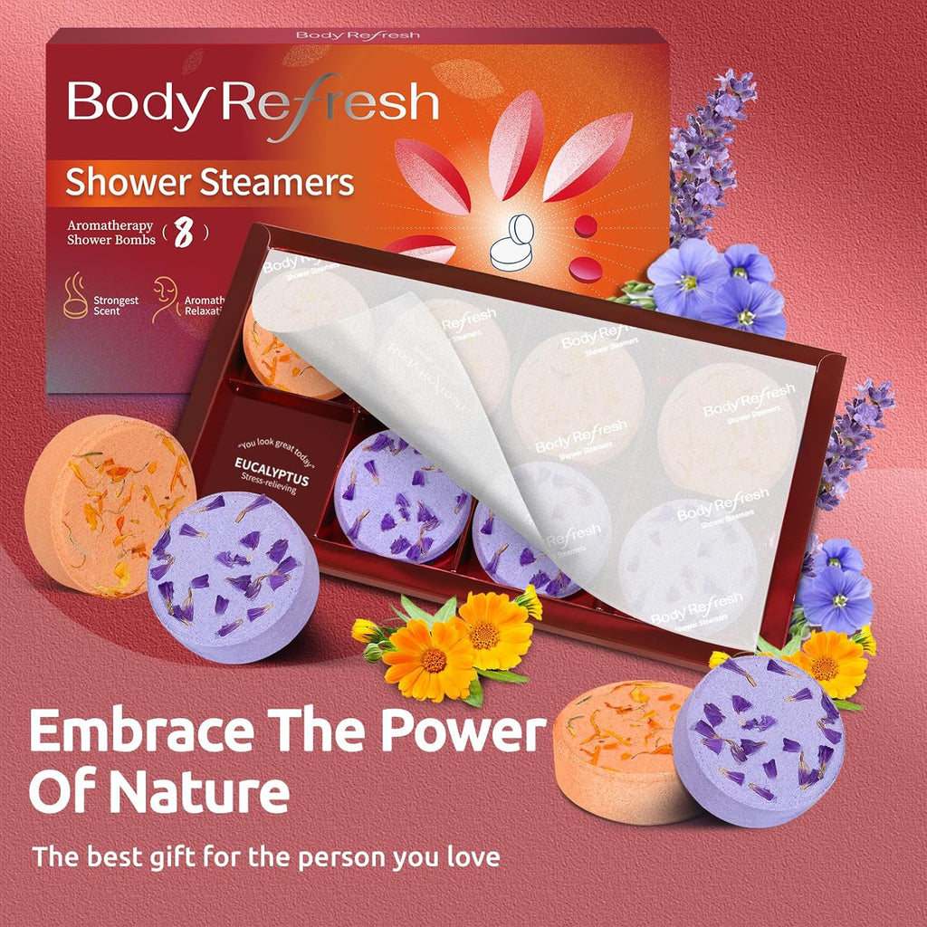 Shower Steamers Aromatherapy - 8 Pack Shower Bombs with Natural Essential Oils, Birthday Gifts for Women Self Care Relaxation Home SPA Stress Relief, Gifts for Girlfriend Teacher Womens Christmas Gift