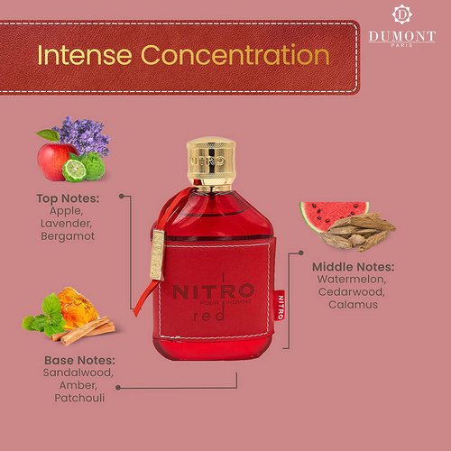 Dumont NITRO RED - 3.4oz - Eau De Parfum - Luxury Perfume for Men - Fruit, Woody, Floral & Masculine Fragrance - Long Lasting Cologne Mist & Body Spray - for Him