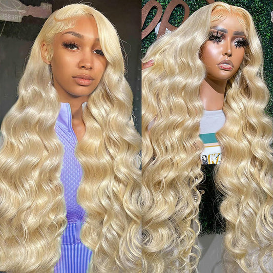 30 Inch 613 Lace Front Wig Human Hair 13x4 Body Wave Blonde Lace Front Wigs Human Hair Transparent 613 HD Lace Frontal Wig Pre Plucked with Baby Hair 180% Density