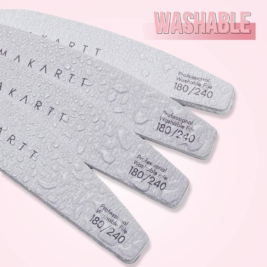 Makartt Nail File: 100/180 Grit Emery Boards for Nails, 10 Pcs Zebra Doubled Sides Coarse Fingernail Filer for Acrylic and Extension Gel Removal Manicure Kit Salon Home Use