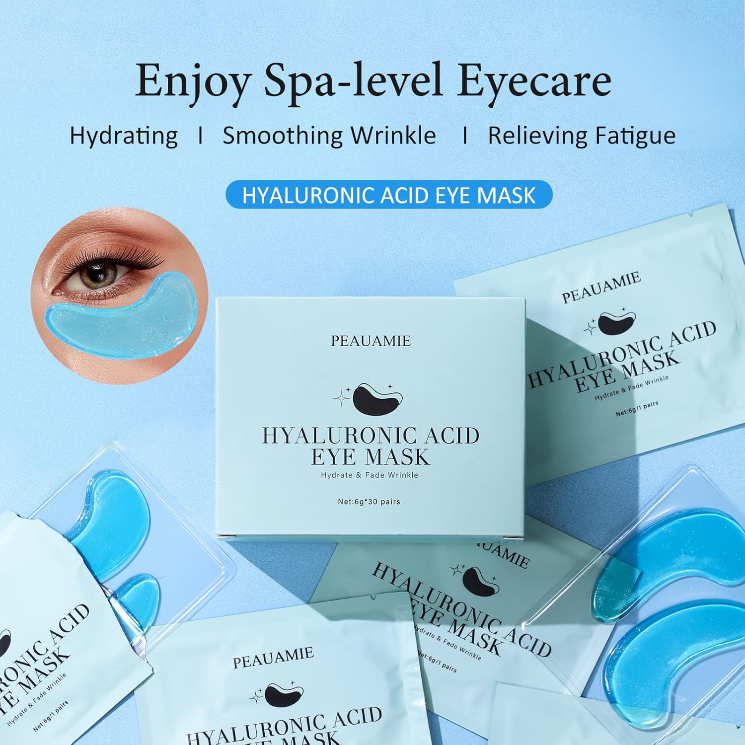 Under Eye Patches Gold and Hyaluronic Acid for puffy eyes,Rose Eye Masks for Dark Circles and Puffiness skin care Smooth Wrinkles products 30 Pairs