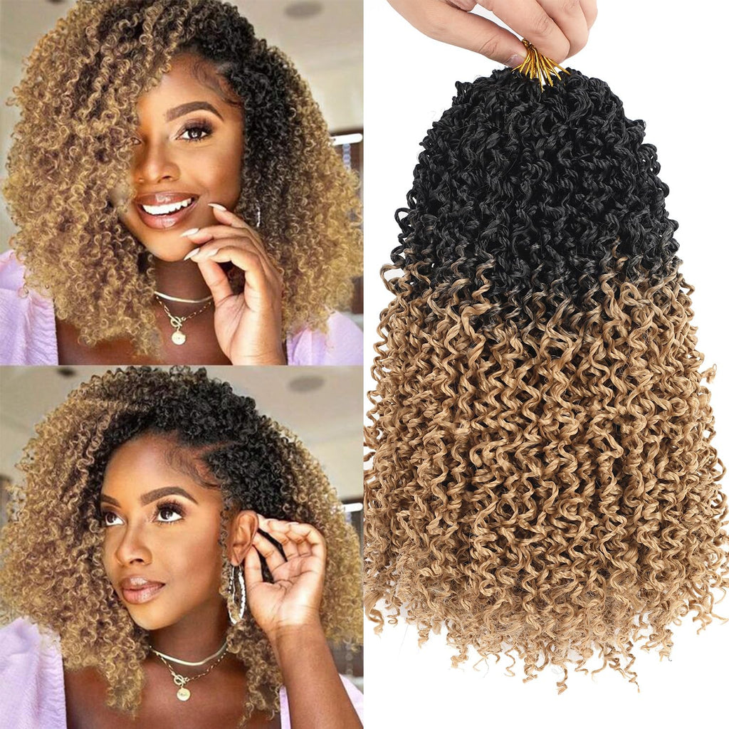 Yanky Twist Crochet Hair 14 Inch 9 Packs Passion Twist Crochet Hair Pre-twisted Fluffy Mini Crochet Twists Hair Crochet Braids Hair 1B/27#