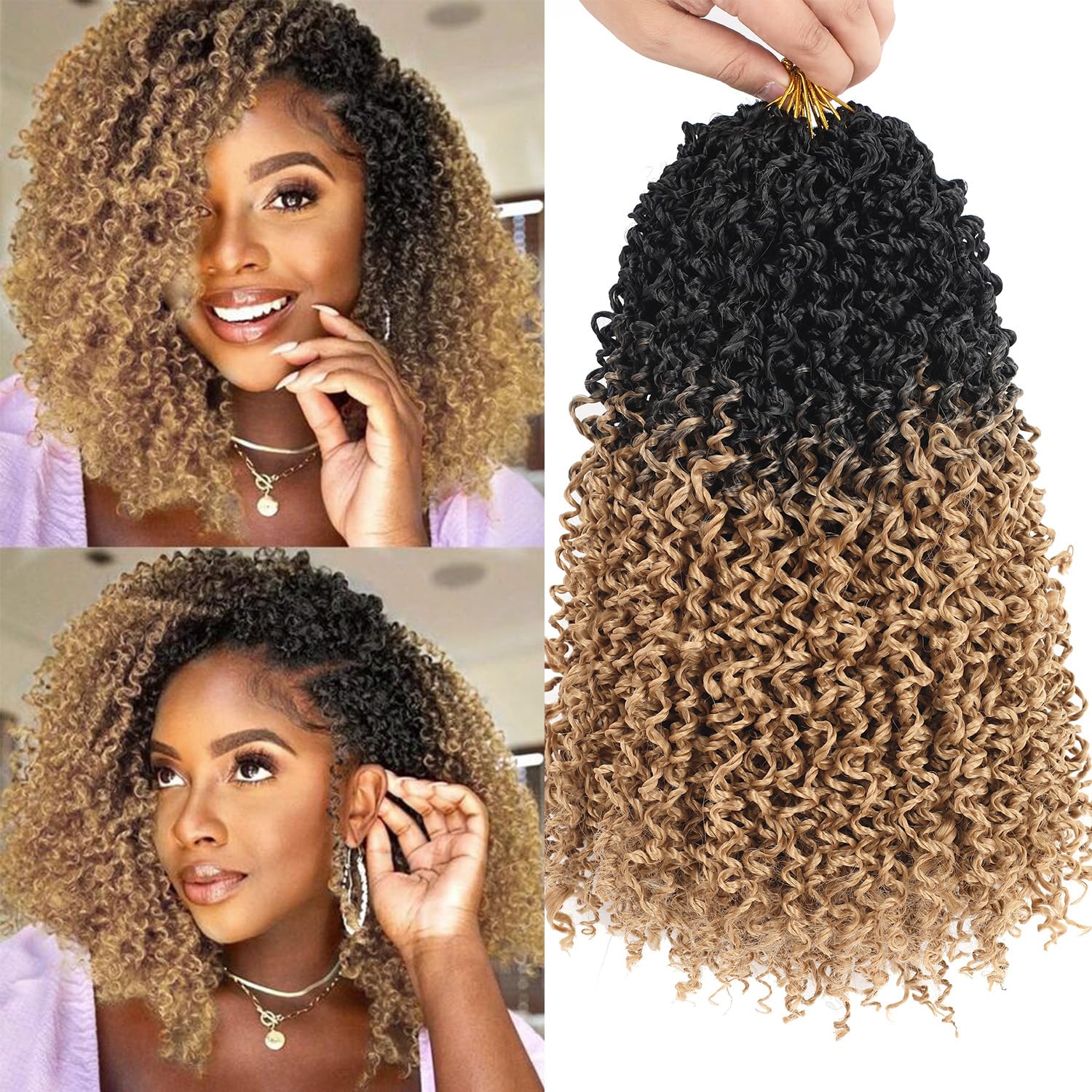 Yanky Twist Crochet Hair 14 Inch 9 Packs Passion Twist Crochet Hair Pre-twisted Fluffy Mini Crochet Twists Hair Crochet Braids Hair 1B/27#