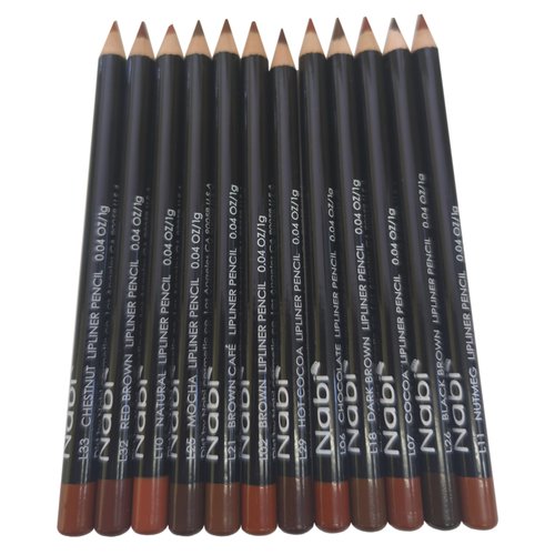 Nabi 12 Pieces, 12 Colors Lip Liner (Browns, 5.5)