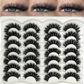 etokdos Fluffy Lashes D Curl Dramatic Strip Lashes Mink 20mm Long Big Eyelashes Pack 3D Volume Faux Mink Fake Lashes Pack