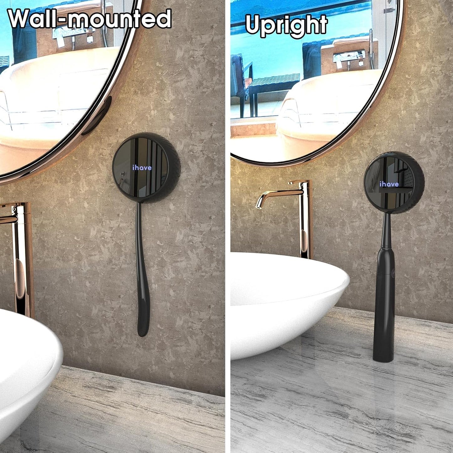 UV Toothbrush Sanitizer Holder – Wall-Mounted Bathroom Accessory for Home & Travel (Black)