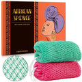 African Net Sponge Authentic - 2 Pieces Real African Exfoliating Sponge with Knots - Afro Back Scrub Net for Body Exfoliator - Bath Loofah Washcloth for Shower Essentials