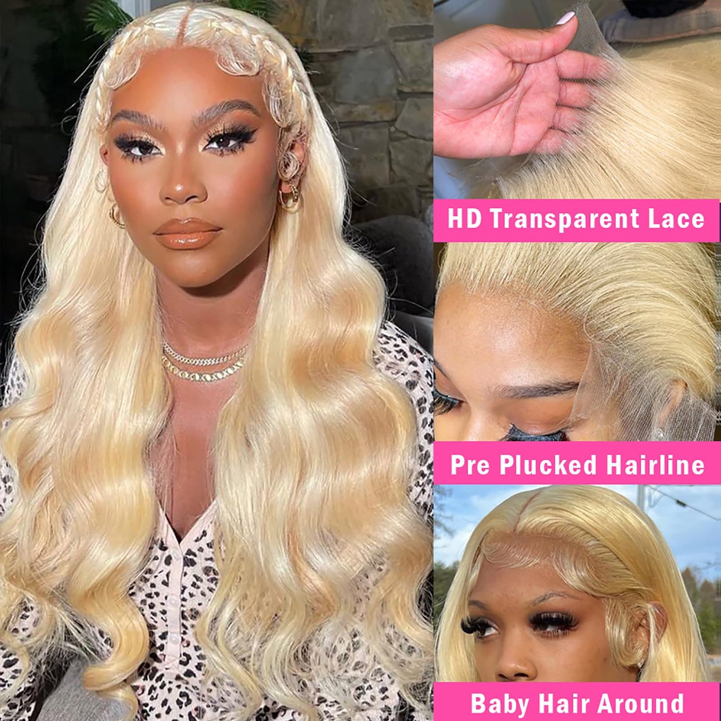 30 Inch 613 Lace Front Wig Human Hair 13x4 Body Wave Blonde Lace Front Wigs Human Hair Transparent 613 HD Lace Frontal Wig Pre Plucked with Baby Hair 180% Density