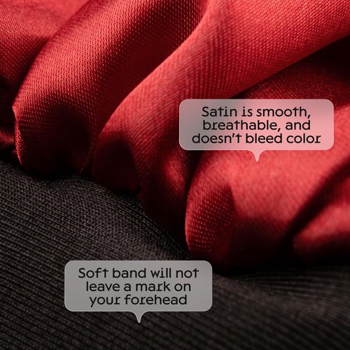 Niagara Satin Bonnet Men - Red Bonnet for Sleeping Men - Reversible Night Cap - Mens Bonnet for Curly Hair - Large Bonnet with Double Layer (Black/Red)