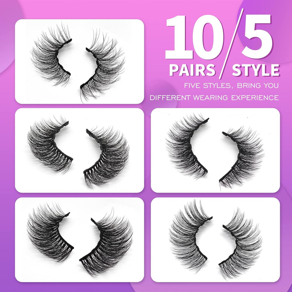 Royaomis 10 Pairs Cat-Eye Magnetic Lashes With Eyeliner Natural Looking, 3D Magnetic Eyelashes Natural Look With Eyeliner, Fake Eyelashes Magnetic, Eye Lashes Pack Natural Magnetic Eyelashes