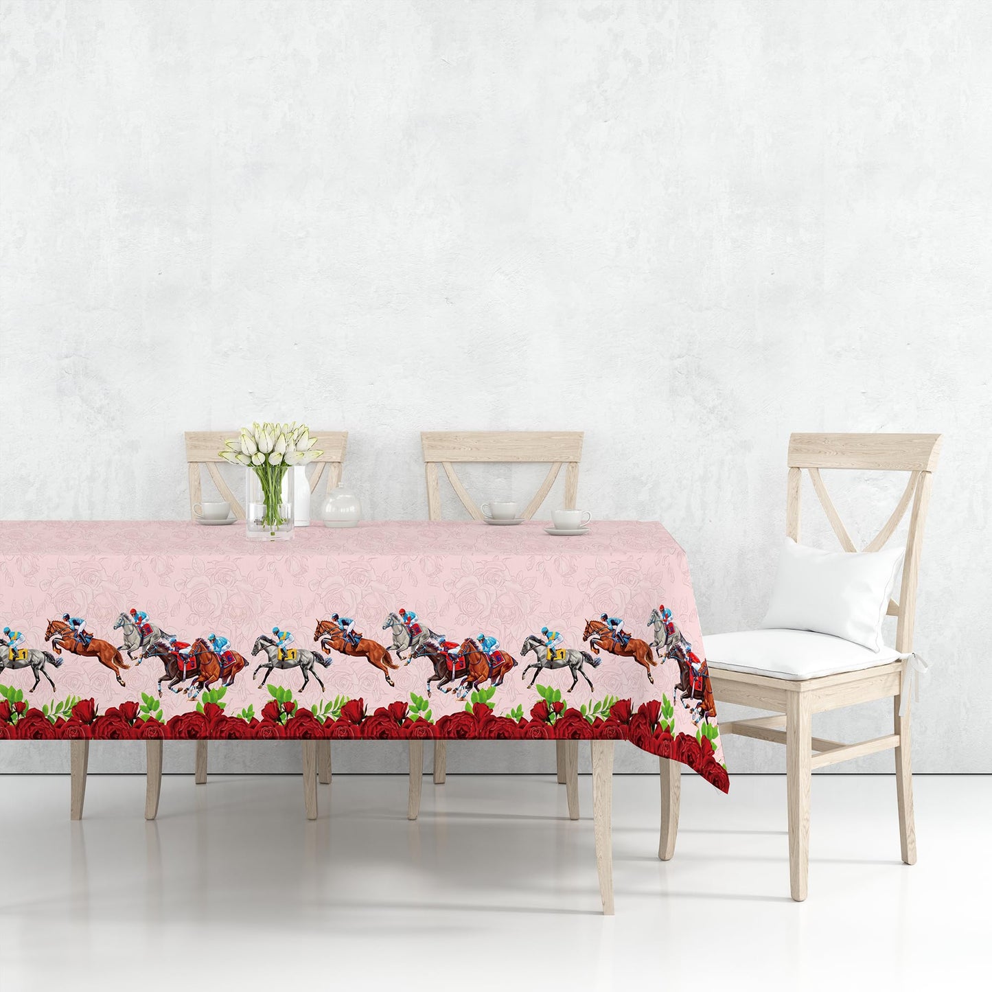 Kentucky Derby Tablecloth Run for The Roses Disposable Plastic Table Covers Horse Racing Party Tablecloths for Home Kitchen Dinning Tableware Supplies (4)
