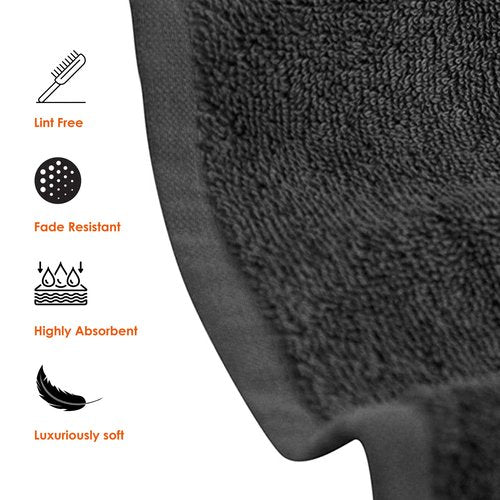 QUBA LINEN 100% Cotton - Wash Cloth Set - Pack of 24, Flannel Face Cloths, Highly Absorbent and Soft Feel Fingertip Towels (Gray, 12x12 Pack of 12)