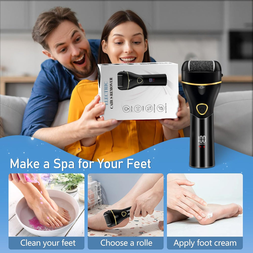 Callus Remover for Feet, Electric Foot Callus Remover Waterproof with 3 Rollers 2 Speed Battery Display,17 in1 Rechargeable Foot File Pedicure Kits for Dead Hard Cracked Dry Skin