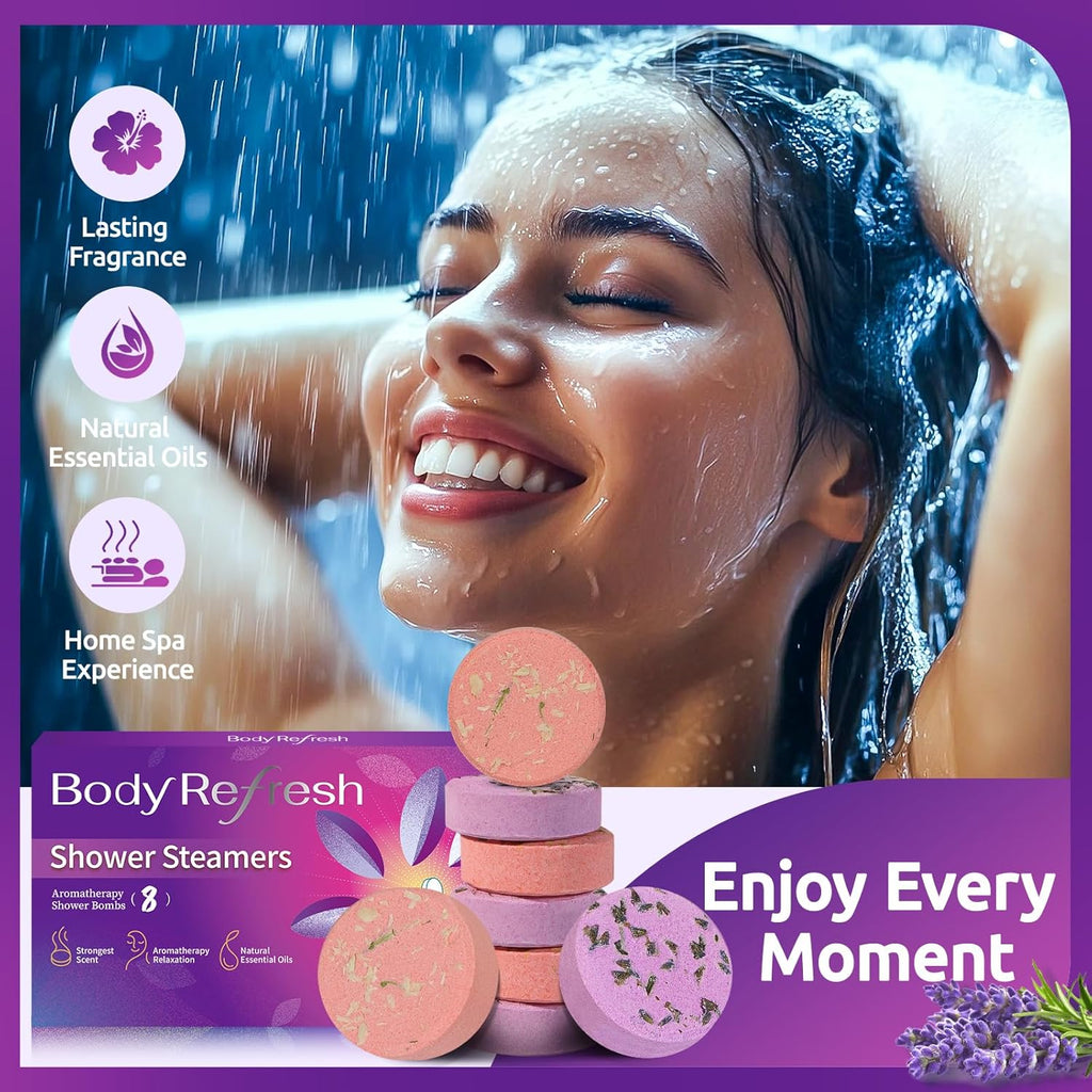 Shower Steamers Aromatherapy - 8 Pack Shower Bombs with Natural Essential Oils, Birthday Gifts for Women Self Care Relaxation Home SPA Stress Relief, Gifts for Girlfriend Teacher Womens Christmas Gift