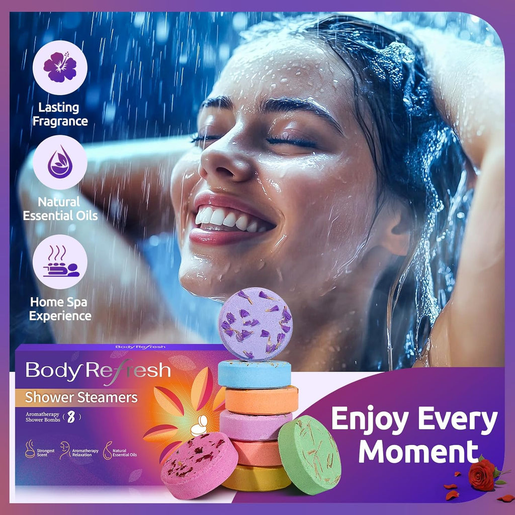 Shower Steamers Aromatherapy - 8 Pack Shower Bombs with Natural Essential Oils, Birthday Gifts for Women Self Care Relaxation Home SPA Stress Relief, Gifts for Girlfriend Teacher Womens Christmas Gift