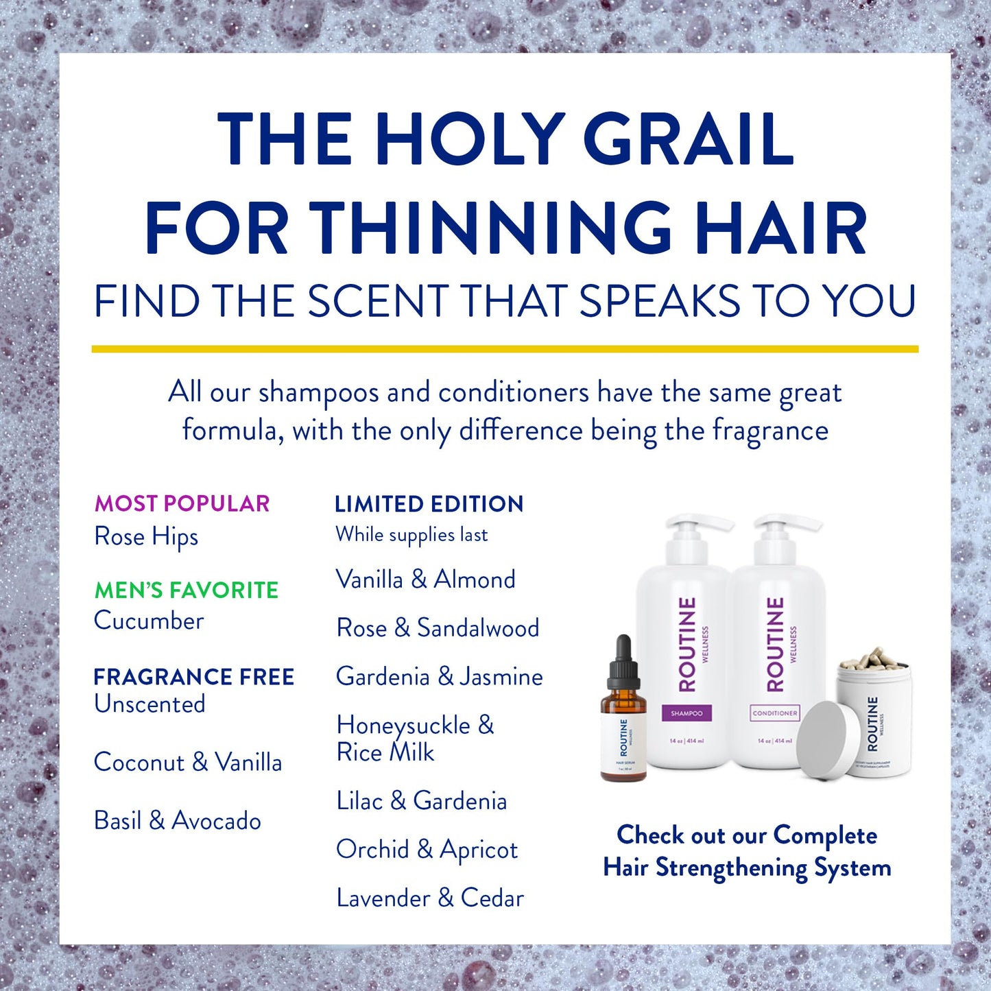 Routine Wellness Anti-Thinning Shampoo for Thinning Hair - Biotin DHT Blocker Women & Men - Color Safe Shampoo for Hair Loss & Healthy Growth - Rose Hips - 14oz