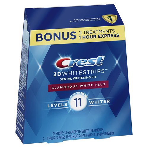 Crest 3D Whitestrips Glamorous White, 3D White, Teeth Whitening Strip Kit, 32 Strips (16 Count Pack) - Crest Teeth Whitening Strips, Teeth Whitening Kit - Packaging May Vary