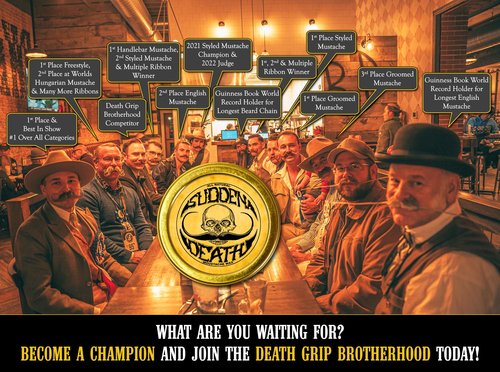 Mustache Wax Strong Hold Grooming For Men | Sudden Death Moustache & Beard Wax 1oz Tin | Perfect For Handlebar Mustaches By Death Grip | No Heat Source Required