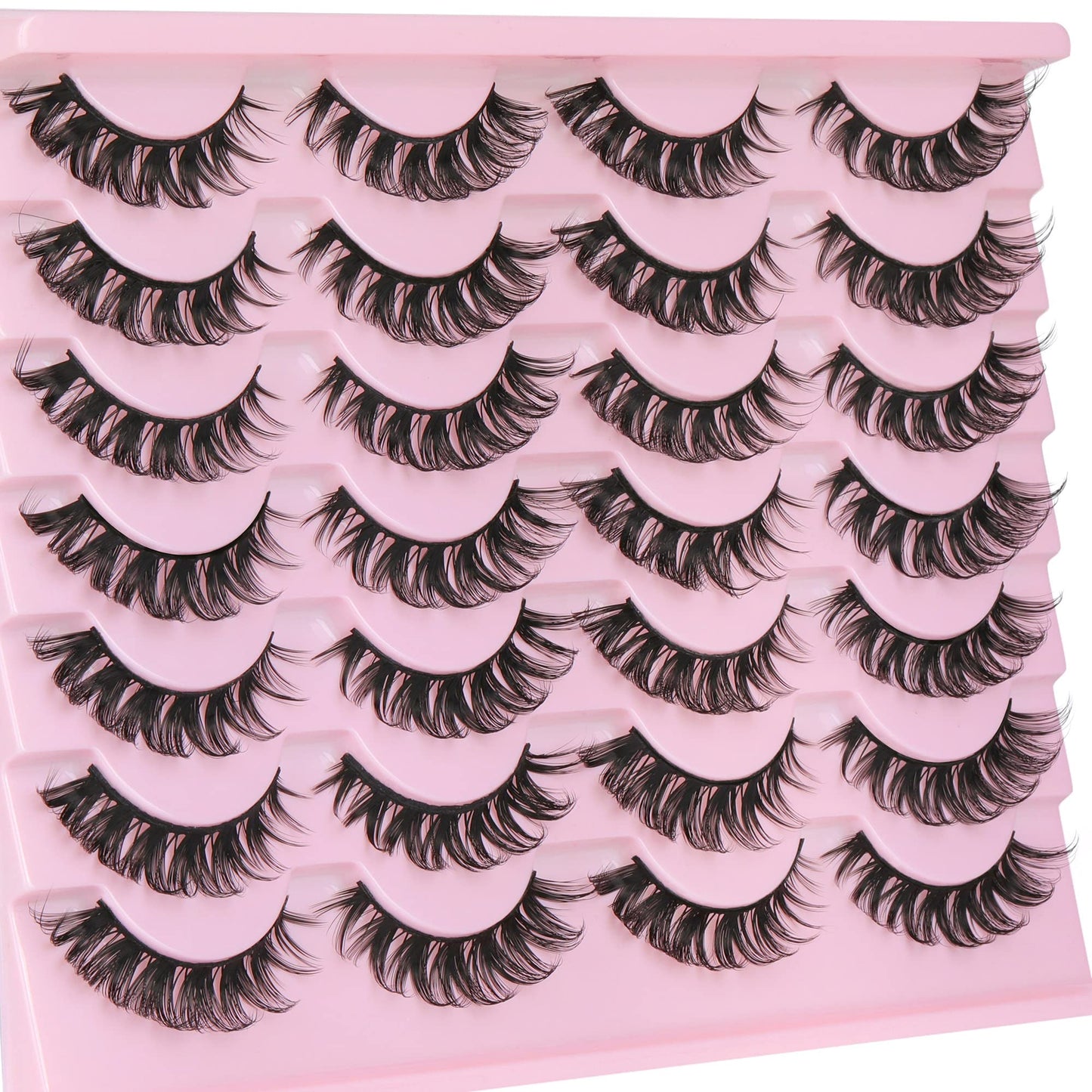 14 Pairs False Eyelashes Russian Strip Lashes Natural Look Fake Lashes Wispy Cat Eye Lashes 3D Curl Strip Eye Lashes by Focipeysa