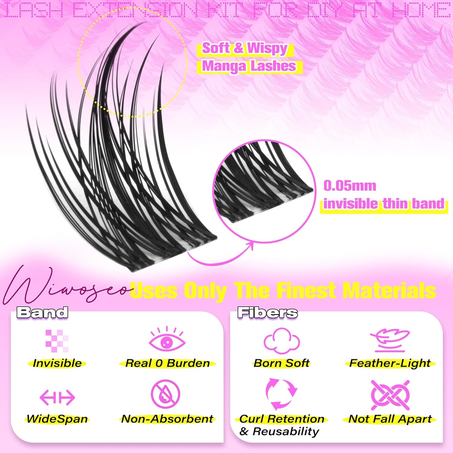 Manga Eyelash Clusters - Natural Look Anime Lash Extensions (8-16MM) for Beginners