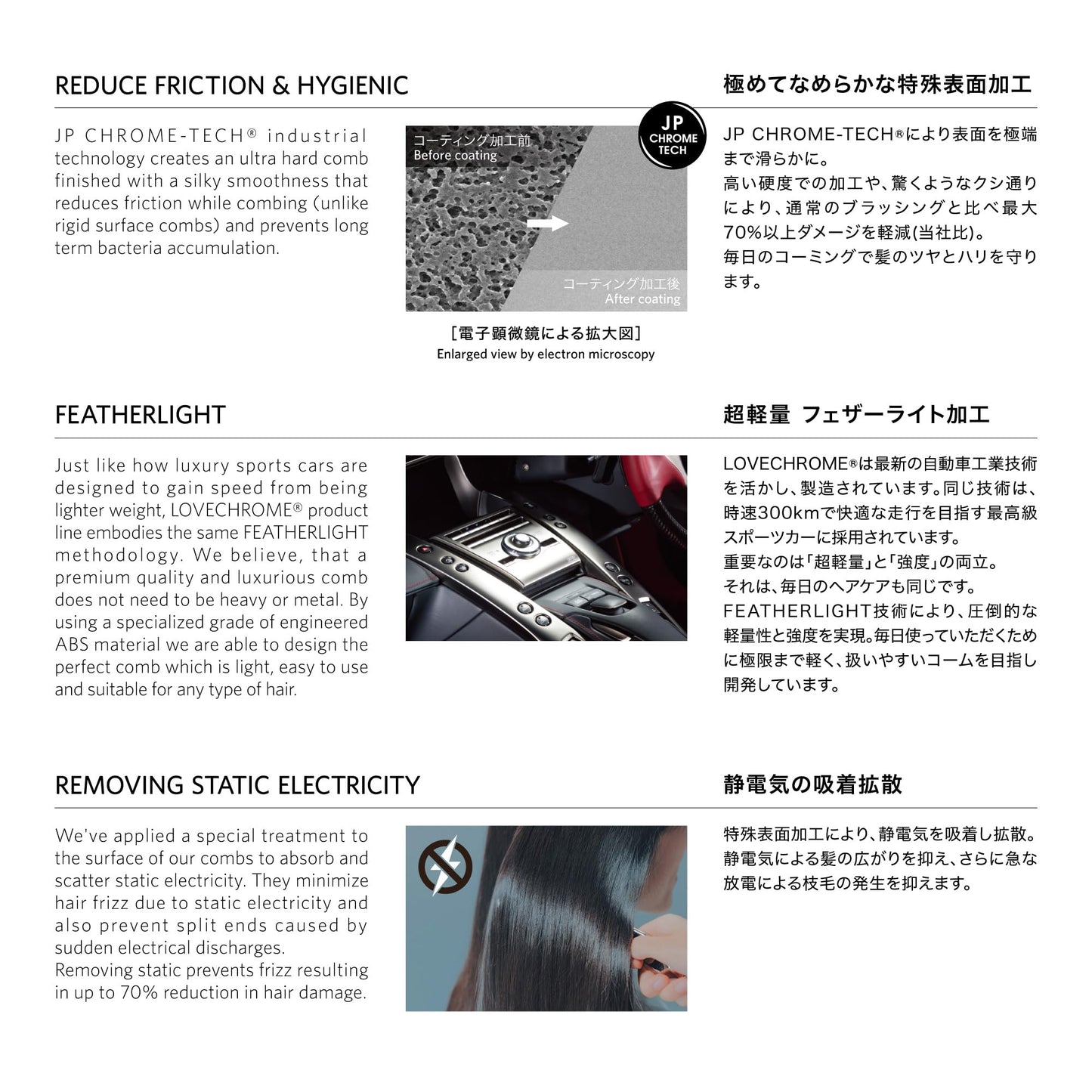 LOVE CHROME INBATH TETSUKI PREMIUMBLACK/Japanese artisan hair comb