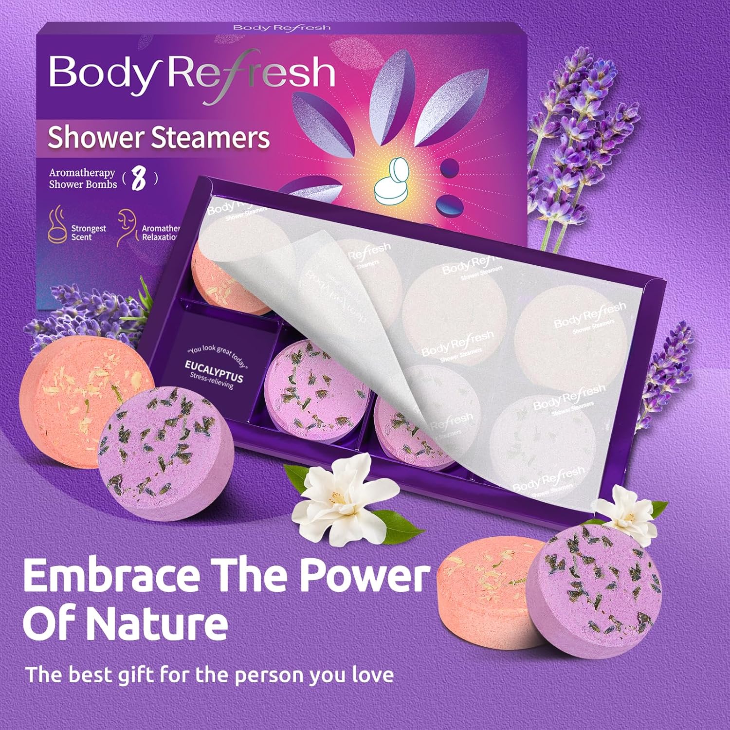 Shower Steamers Aromatherapy - 8 Pack Shower Bombs with Natural Essential Oils, Birthday Gifts for Women Self Care Relaxation Home SPA Stress Relief, Gifts for Girlfriend Teacher Womens Christmas Gift
