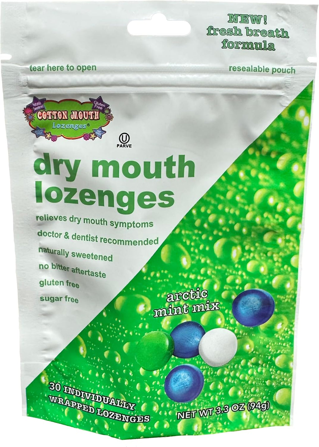 Dry Mouth Relief Fruit Mix 3.3oz Bag (1 Bag) | Relieves Dry Mouth & Increases Saliva Production, Sugar Free, Gluten Free, Delicious Fruit Flavor, Individually Wrapped, 30 Ct