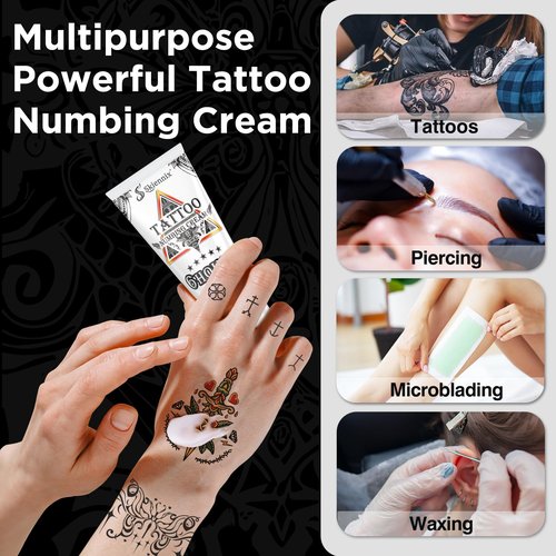 Skiennix 6 Hours Maximum Strength Tattoo Numbing Cream 52ml, Painless Tattoo Numbing Cream, Numbing Cream for Tattoos, Piercing, Permanent Makeup, Waxing Extra Strength, with Emu Oil & Arnica