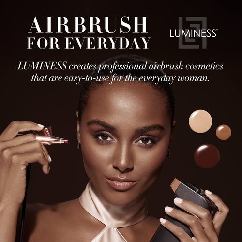 Luminess Air Icon Makeup Airbrush System and 4-Piece Foundation Starter Kit, Tan Coverage - Quick, Easy & Long Lasting Application - Includes Silk 4-In-1 Foundation, Highlighter & Blush