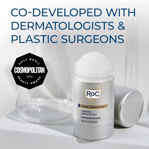 RoC Derm Correxion Advanced Retinol Firming Serum Stick with Antioxidants to Visibly Tighten and Firm Wrinkles & Laugh Lines, Stocking Stuffers for Men & Women, 1.0 oz with Retinol Eye Cream Packette