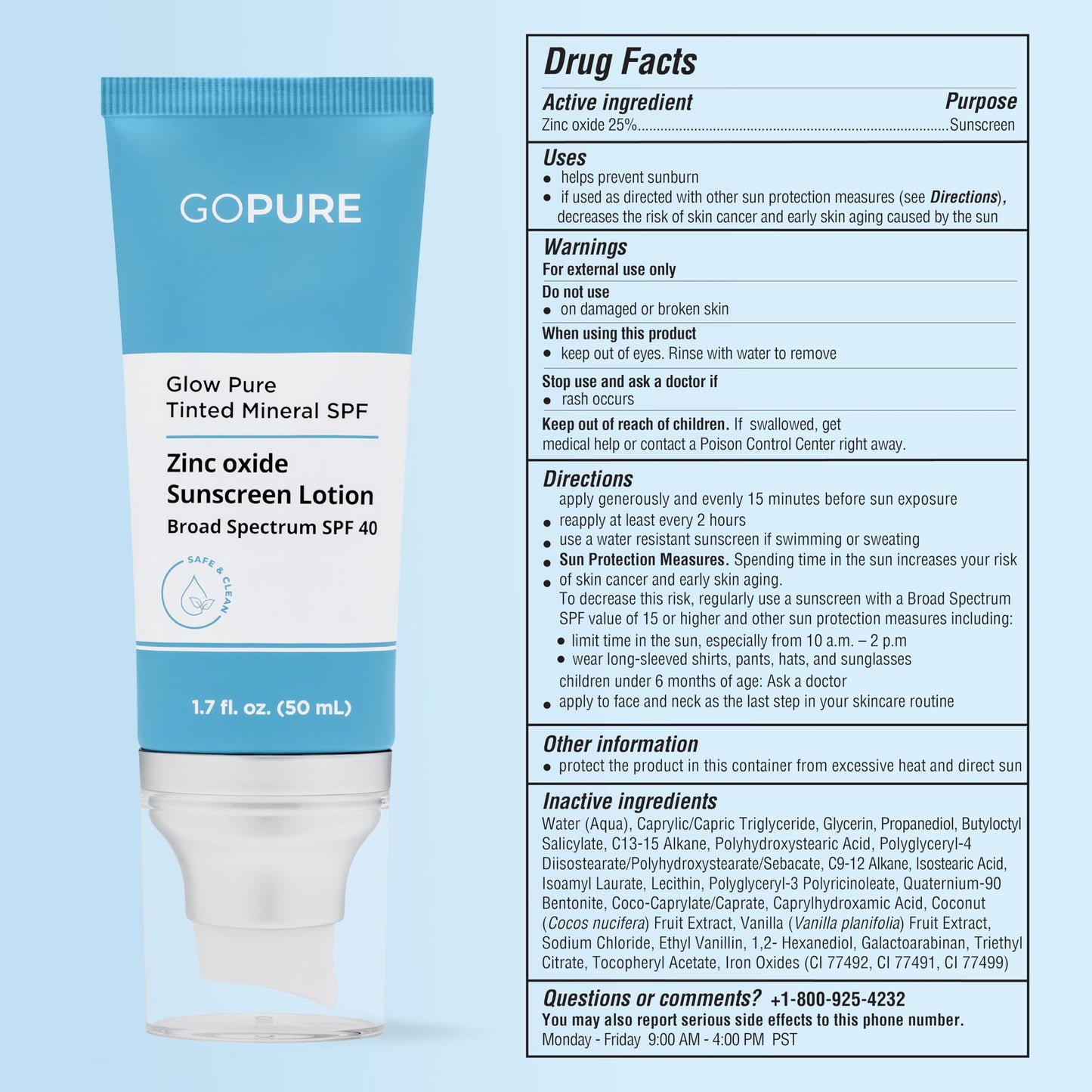 goPure Glow Pure Tinted Mineral SPF 40 PA +++ | Dermatologist-tested Face Sunscreen | Tinted Moisturizer with SPF | Protected Glowing Skin | No artificial fragrance, Reef-Friendly & Natural Sunscreen