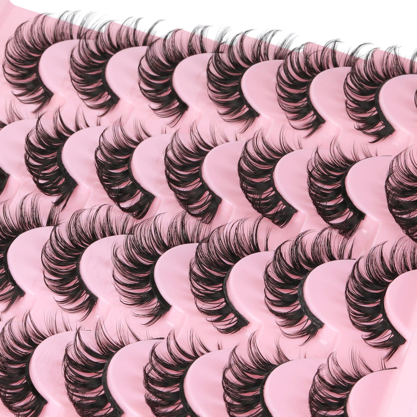 14 Pairs False Eyelashes Russian Strip Lashes Natural Look Fake Lashes Wispy Cat Eye Lashes 3D Curl Strip Eye Lashes by Focipeysa