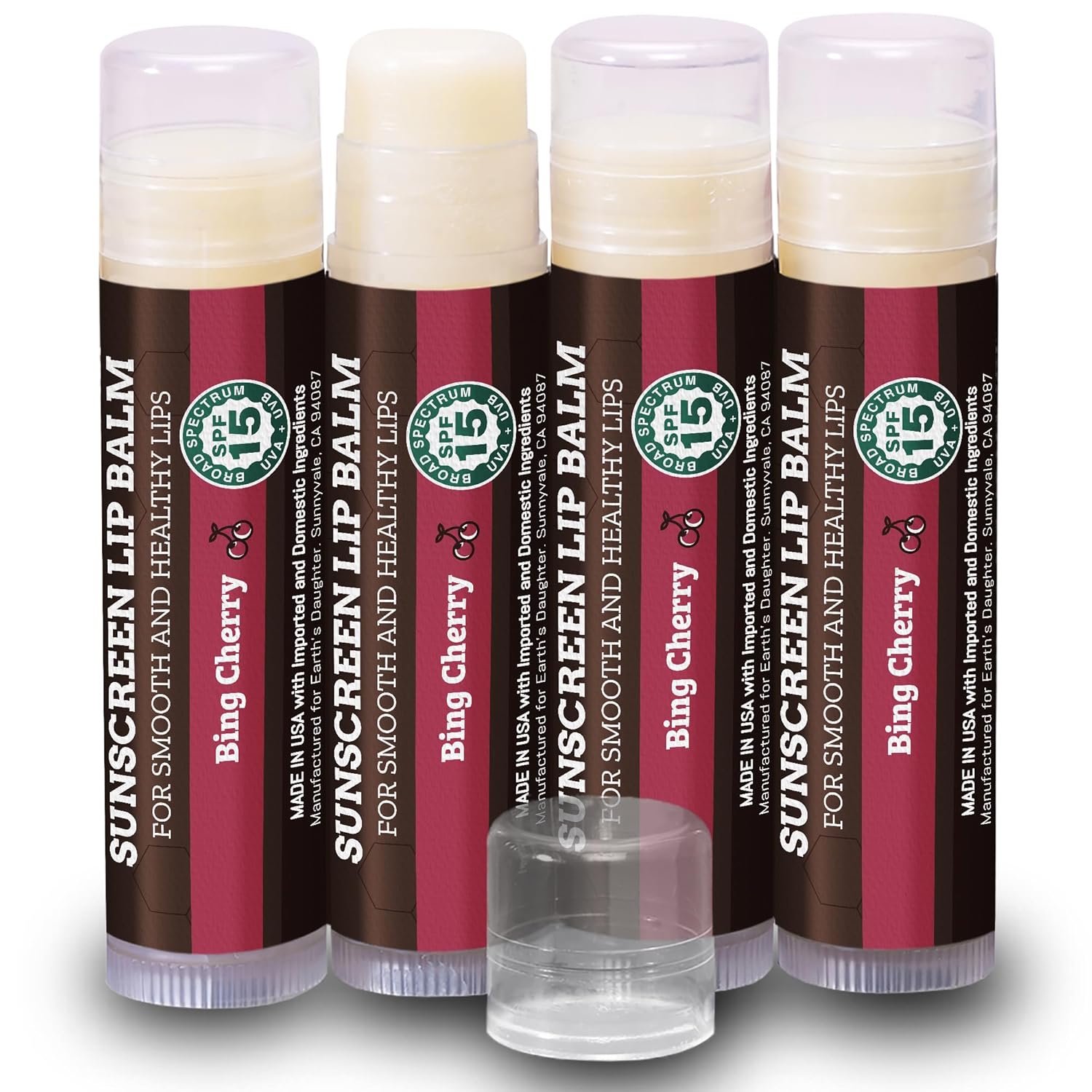 Earth's Daughter USDA Organic Lip Balm 6-Pack - Fruit Flavors, Beeswax, Coconut Oil, Vitamin E - Best Lip Repair Chapstick for Dry Cracked Lips - Moisturizing Lip Care