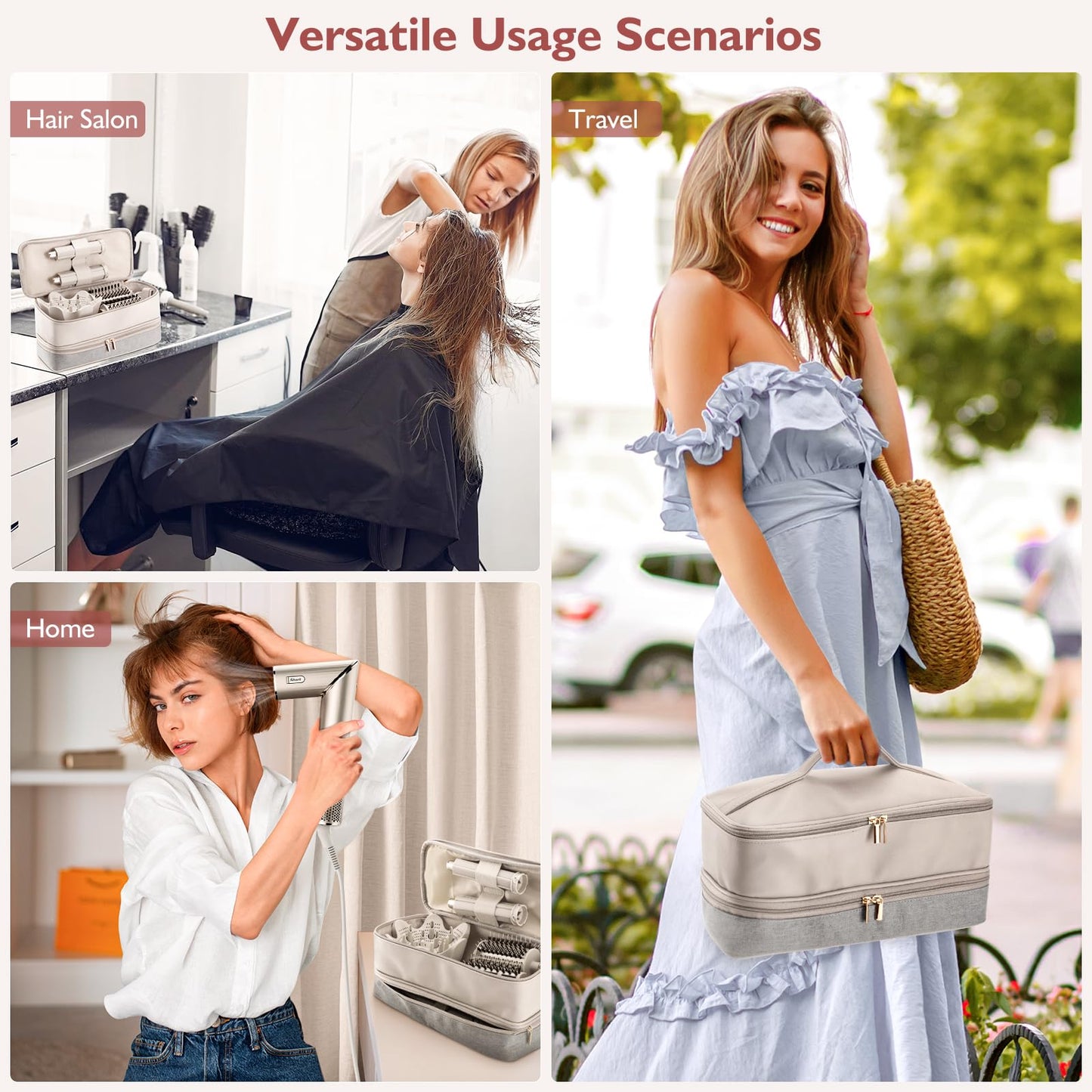 Travel Carrying Case for Hair Dryer Shark Flexstyle Dyson Airwrap Brush Double-Layer Hair Accessories Tools Storage Bag for Revlon Hairdryer Styler Organizer