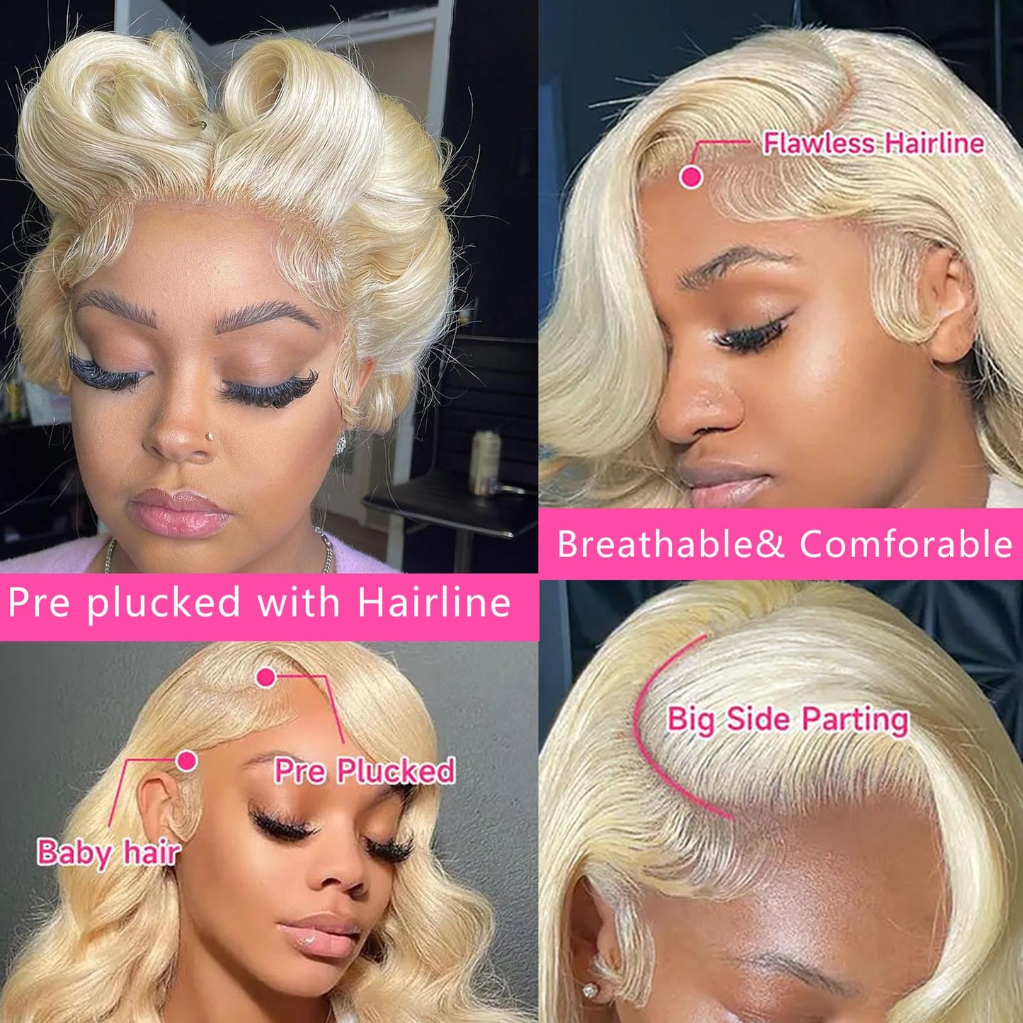 30 Inch 613 Lace Front Wig Human Hair 13x4 Body Wave Blonde Lace Front Wigs Human Hair Transparent 613 HD Lace Frontal Wig Pre Plucked with Baby Hair 180% Density