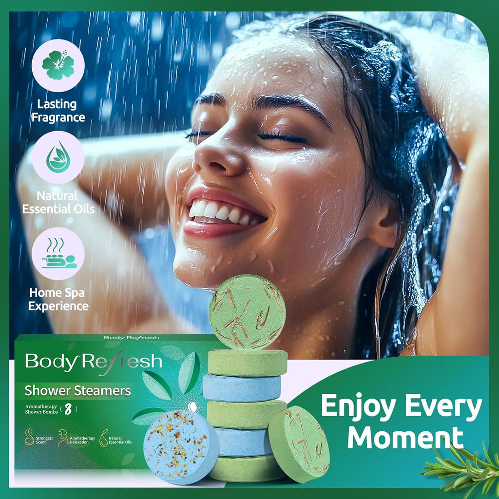 Shower Steamers Aromatherapy - 8 Pack Shower Bombs with Natural Essential Oils, Birthday Gifts for Women Self Care Relaxation Home SPA Stress Relief, Gifts for Girlfriend Teacher Womens Christmas Gift
