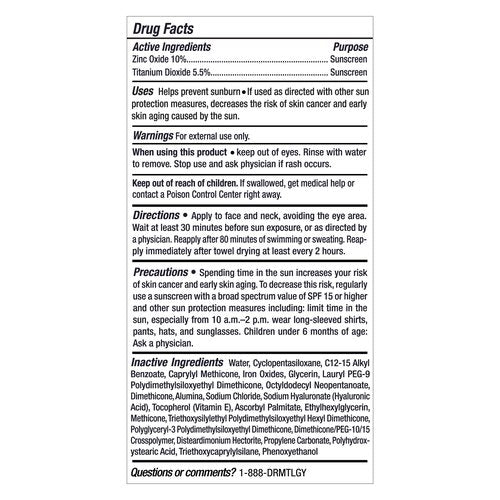 DRMTLGY Physical Tinted Moisturizer with SPF 44. Universal Tint. Water Resistant. All-In-One Face Sunscreen and Foundation with Broad Spectrum Protection Against UVA and UVB Rays. 2.05 oz