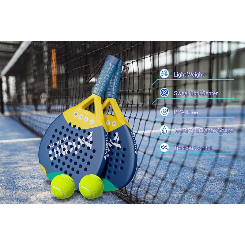 Padel Racket Carbon Fiber Surface EVA Memory Foam Core Beginners & Pros