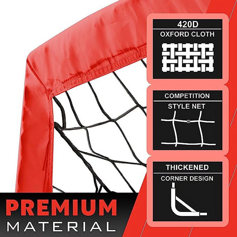 RUNBOW 6x4 ft Portable Soccer Goal for Backyard – Red, with Carry Bag