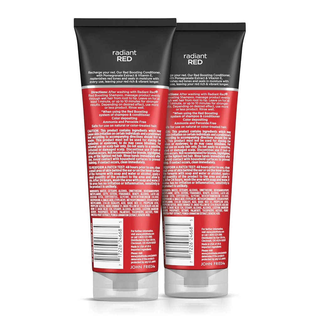 John Frieda Radiant Red, Color Boosting Conditioner, Hydrates and Enhances Red Tones with Pomegranate Extract and Vitamin E for Natural or Color-Treated Hair, 8.3 Oz