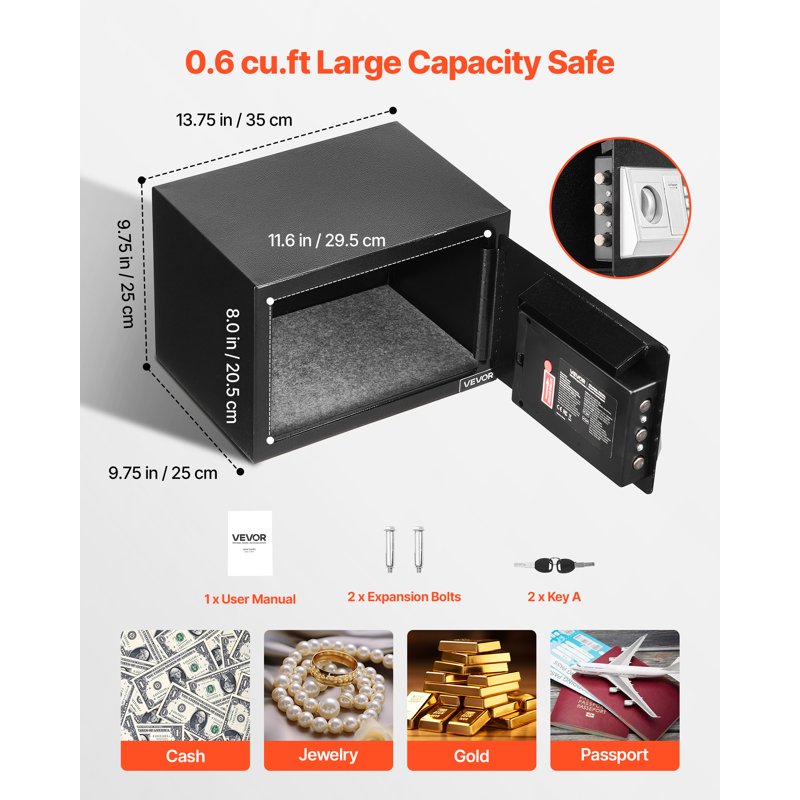 0.6 Cu Ft Drop Safe with Password Lock & Drop Slot - Heavy Duty Cash & Jewelry Security Box