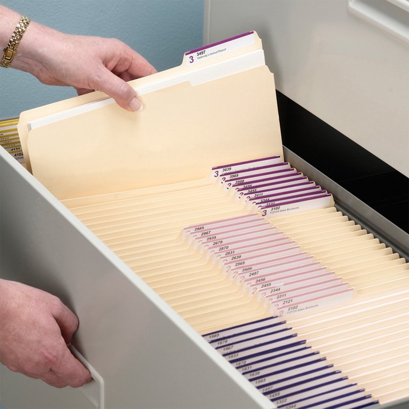 Letter Size File Folders with 1/3-Cut Tabs - Assorted Positions, 100 Pack