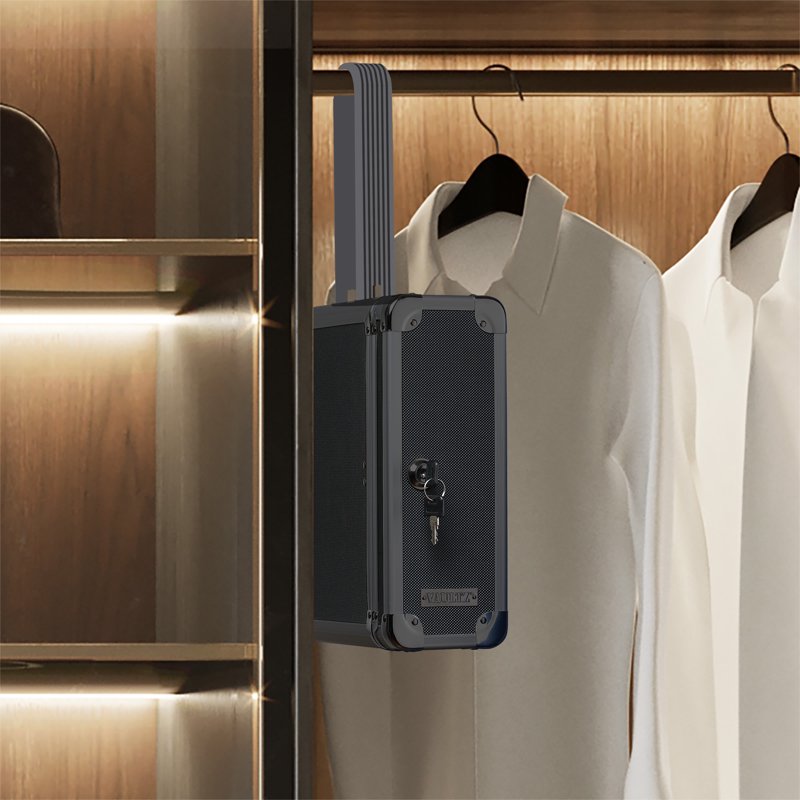 Hanging Closet Safe with Key Lock - Black Security Safe for Valuables