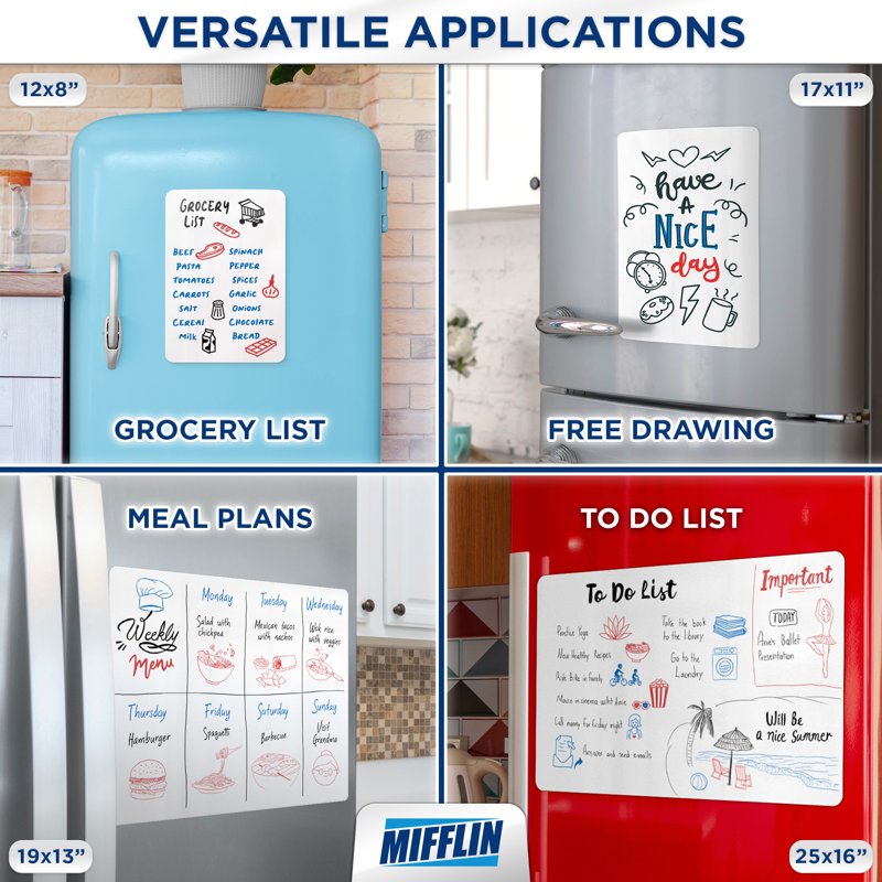 Magnetic Whiteboard for Fridge 12x8 Inches with Markers & Eraser