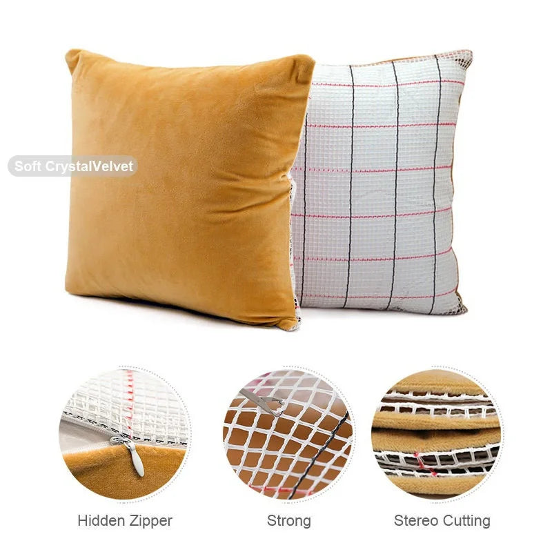 Latch Hook Cushion Kit for DIY Pillow Covers 17x17 Inches - Home Decor