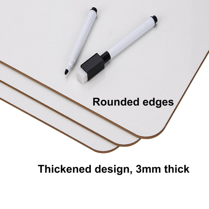 Mini Double-Sided Dry Erase Whiteboard Set with Pens & Erasers - 8 Pack